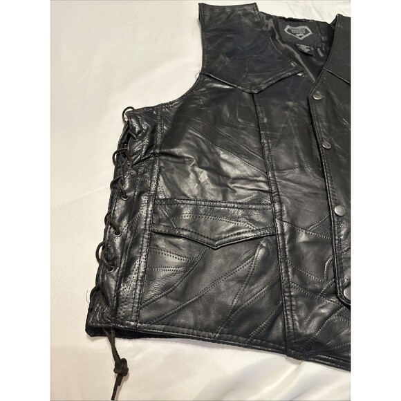 Diamond Plate Buffalo Leather Vest 2XL Live To Ride - Picture 7 of 16